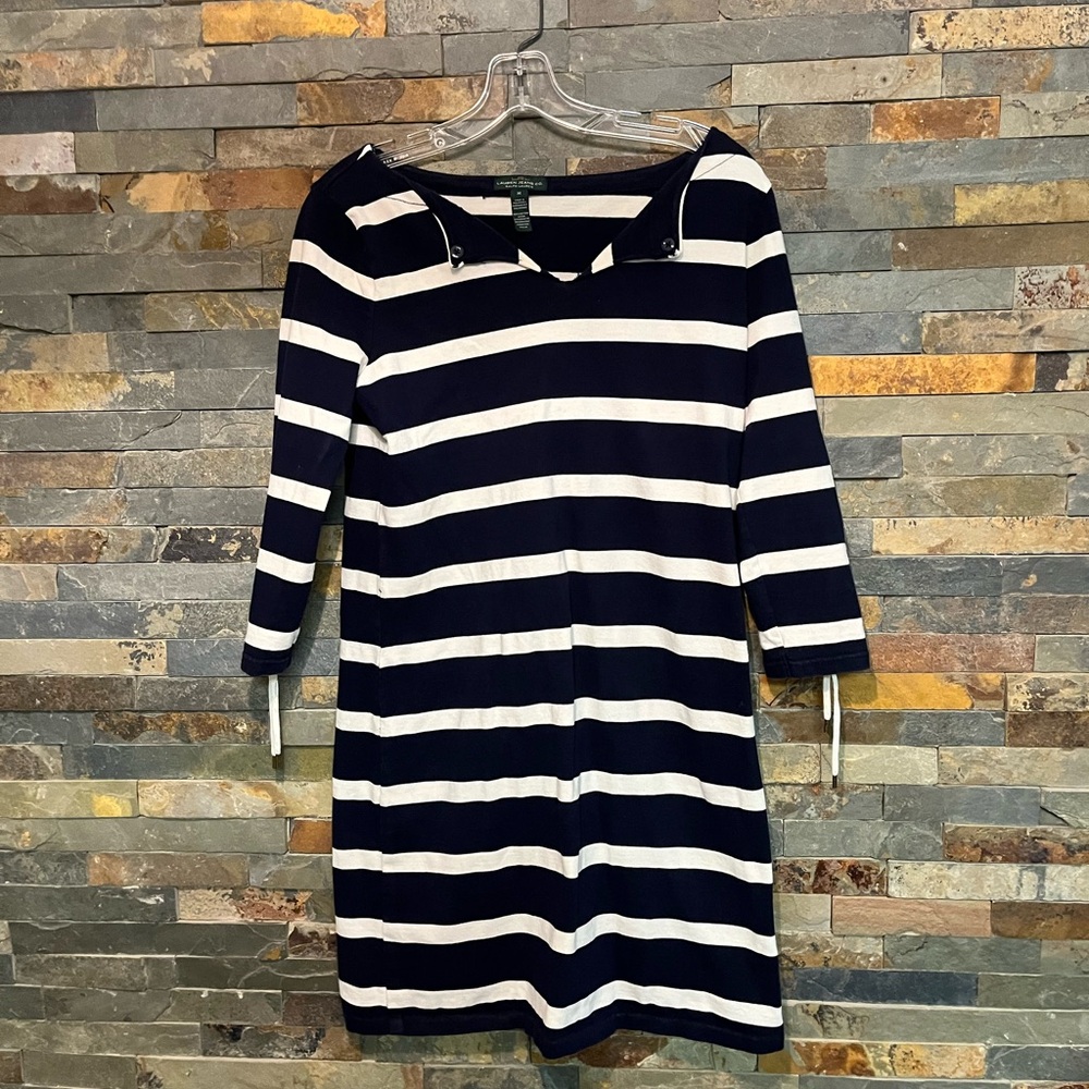 Ralph Lauren RLR label Size M Blue & White Stripe dress.